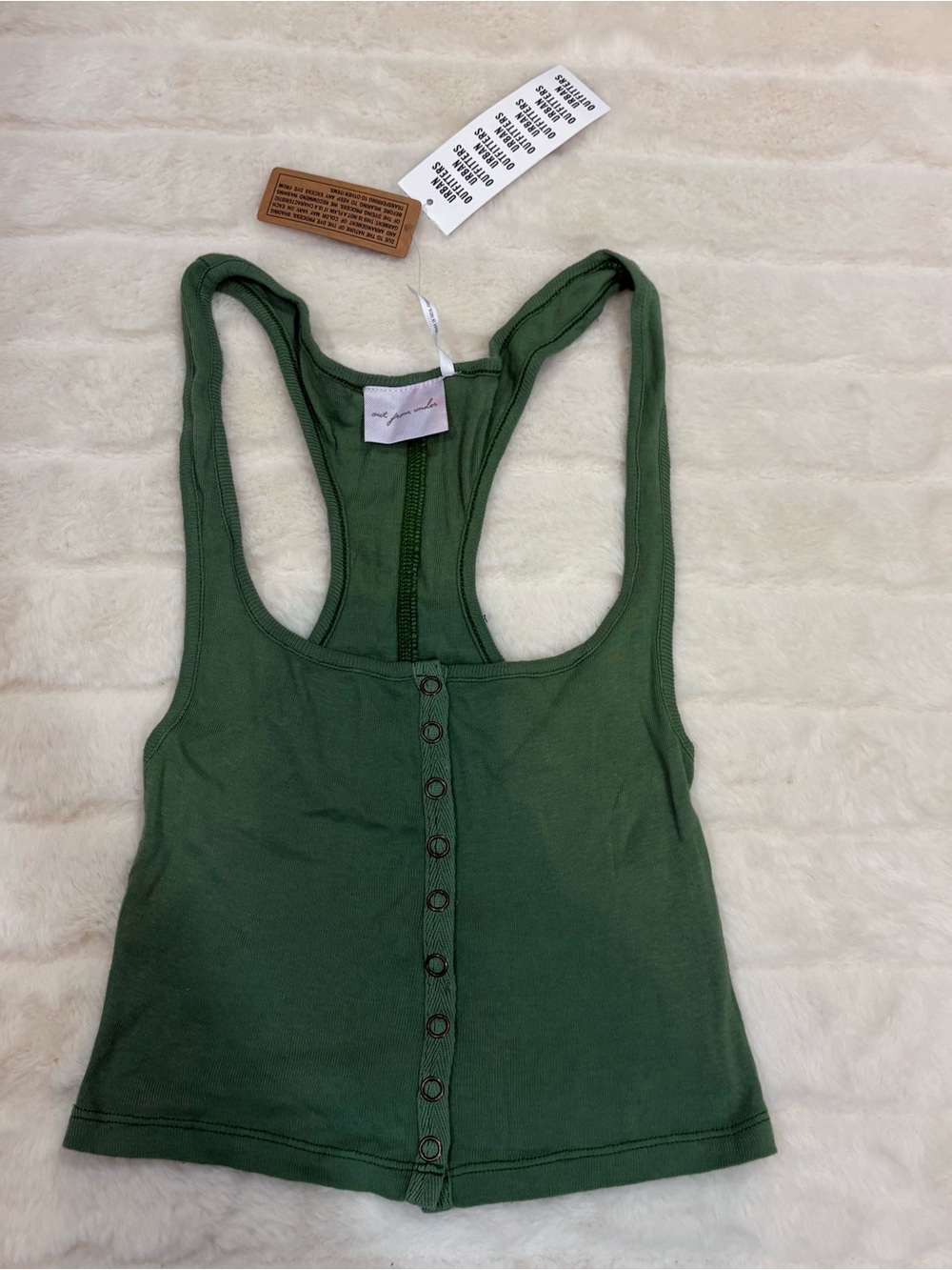 Urban Outfitters Olive Green Racerback Snap-Front Tank